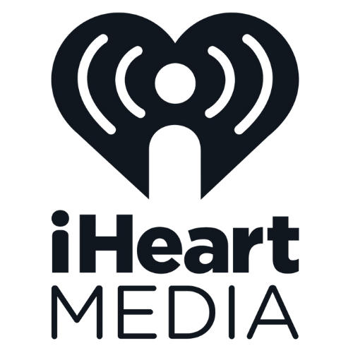 A black and white logo of iheartmedia.