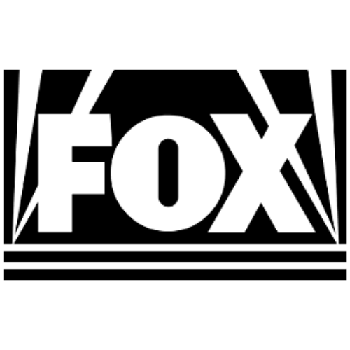 A black and white logo of the fox television network.