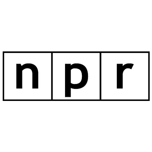 A black and white logo of npr.