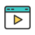 A video player icon with an arrow pointing to the right.